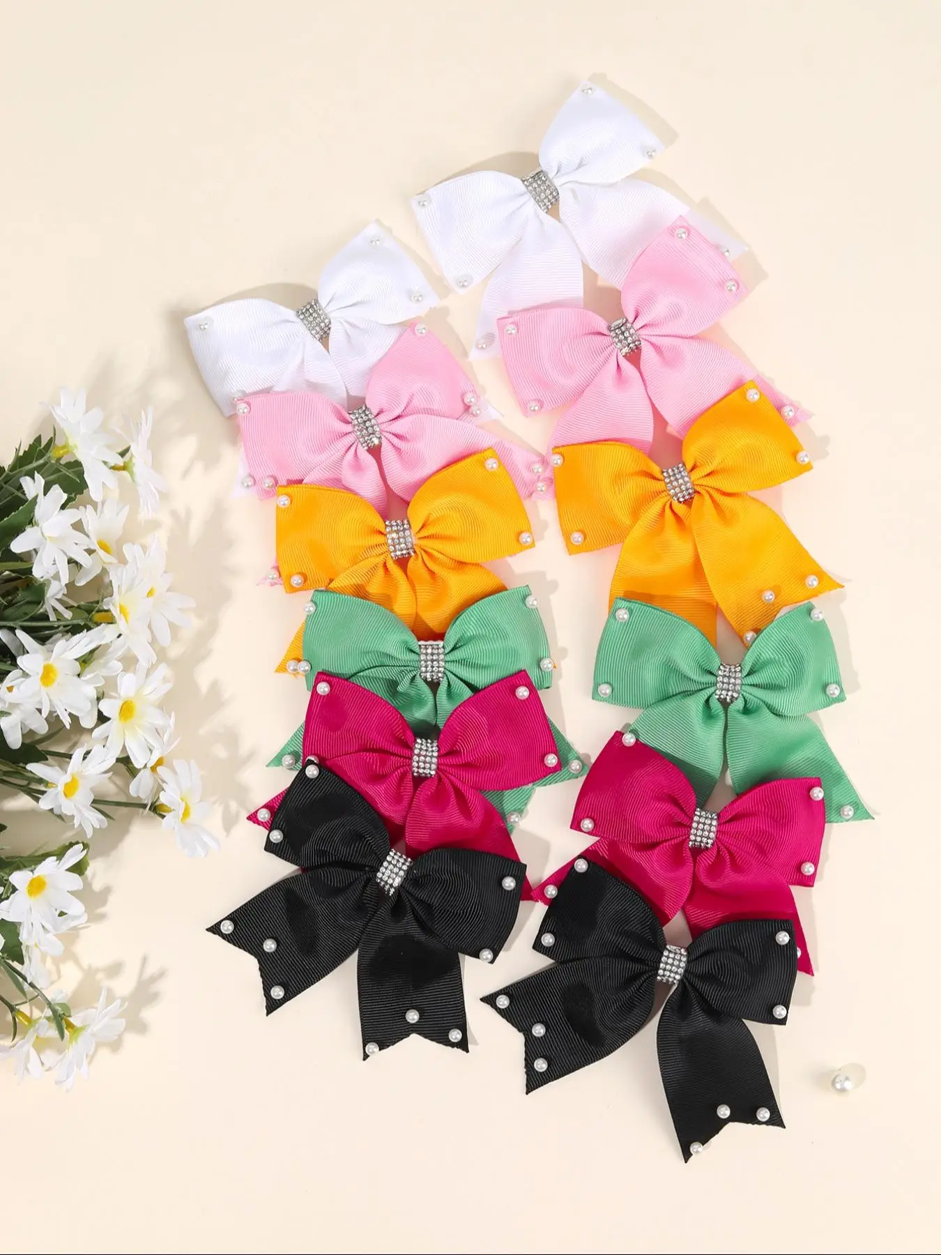 Solid Color Rhinestone Decorated Bowknot Design Hair Clips, Cute Colorful Hair Accessories for Girls, Fashion Hair Accessories for Party, Daily Clothi