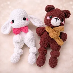 Handmade Crochet Teddy Bear Plush – Soft Baby Comfort Toy, Cute Gift for Kids, Aesthetic Stuffed Animal