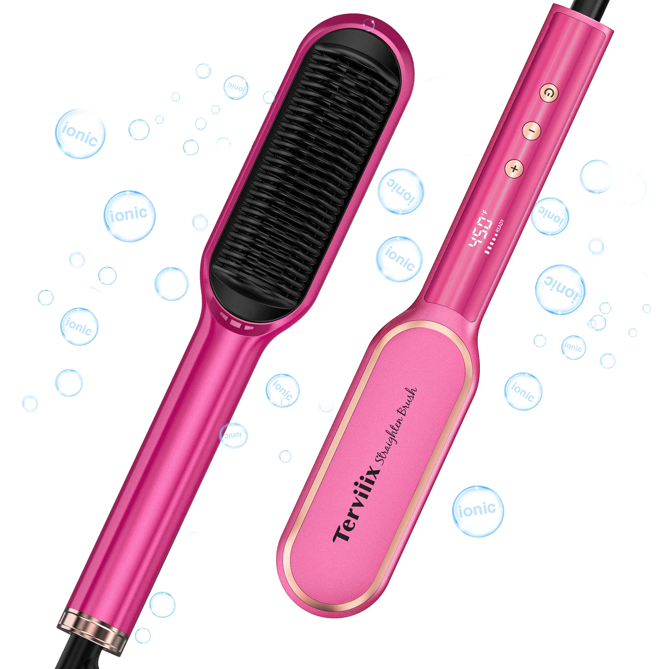 Terviiix Frizz Buster Ionic Hair Straightener Brush with MCH