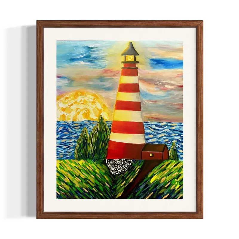 Guiding Light of the Eastern Shore 11x14 Fine Art Print Featuring Striped Lighthouse and Ocean Scene