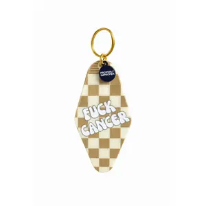 Fuck Cancer Checkered Keychain