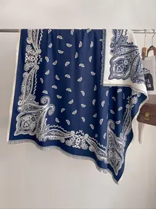Elegant Women's Autumn Winter Paisley Print Shawl, High-End Outdoor Windproof Warm Cape Scarf, Casual Fashion Accessory, Boho Style Scarf