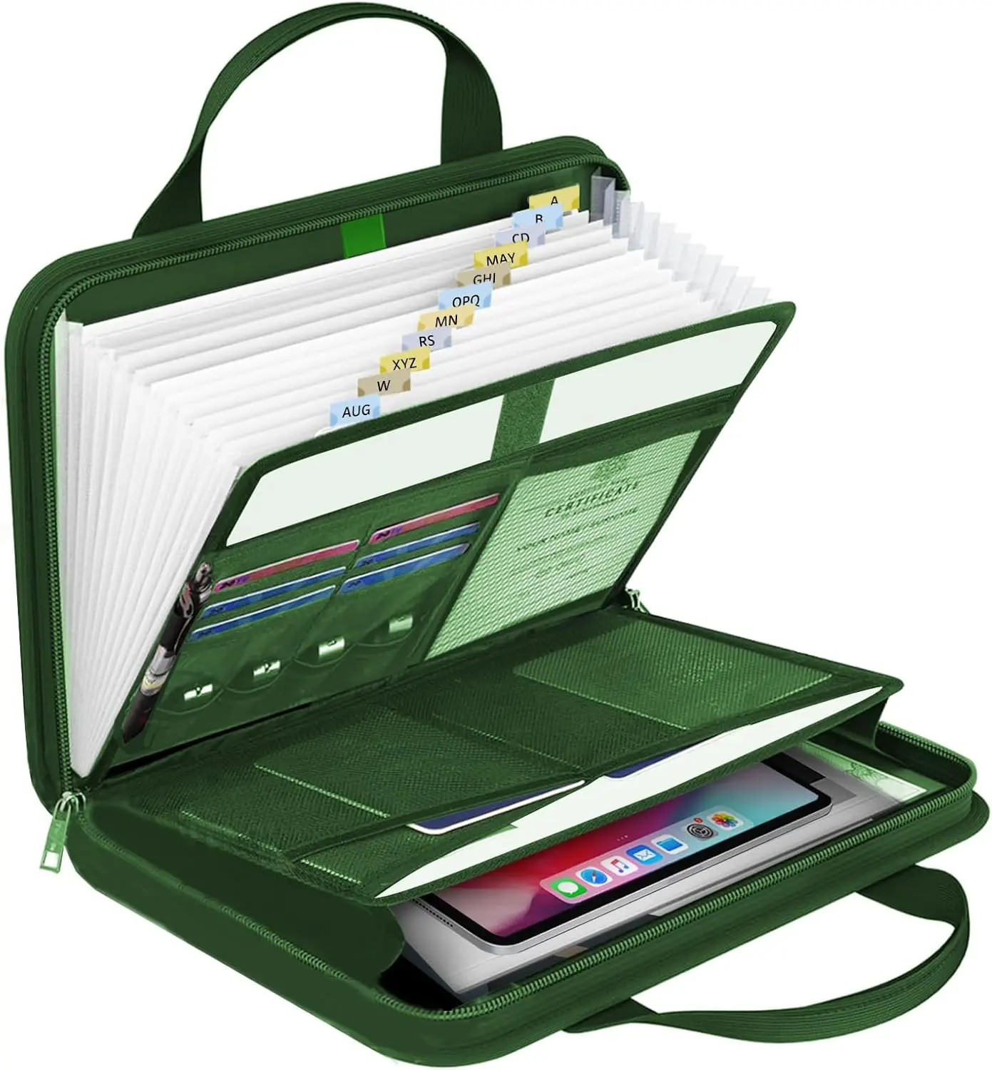 Important Document Organizer Folio Accordion File Organizer Fireproof Expanding File Folder Storage Box with Zipper Labels 13 Pockets for Business Office Receipt Travel