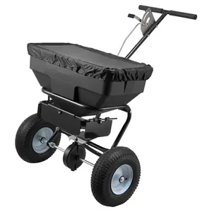 Walk-Behind Spreader, 12-Foot Spreading Width, Push Broadcast Spreader With 13-Inch All-Terrain Tires, Adjustable Flow Control, 130-Lb Capacity Hopper, Lawn Spreaders For Fertilizer Seed Ice Melt