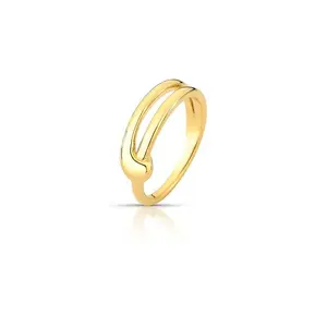 Noelle Ring - 18k Gold Plated Curved Ring for Adults, Smooth Finish, Two Turns, Elegant and Versatile Jewelry
