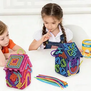 Sensory Fidget Toys for Kids & Adults, 3D Activity Board for Stress Relief, Includes Silicone Cords, Silent & Calming, Perfect Fingertip Gift