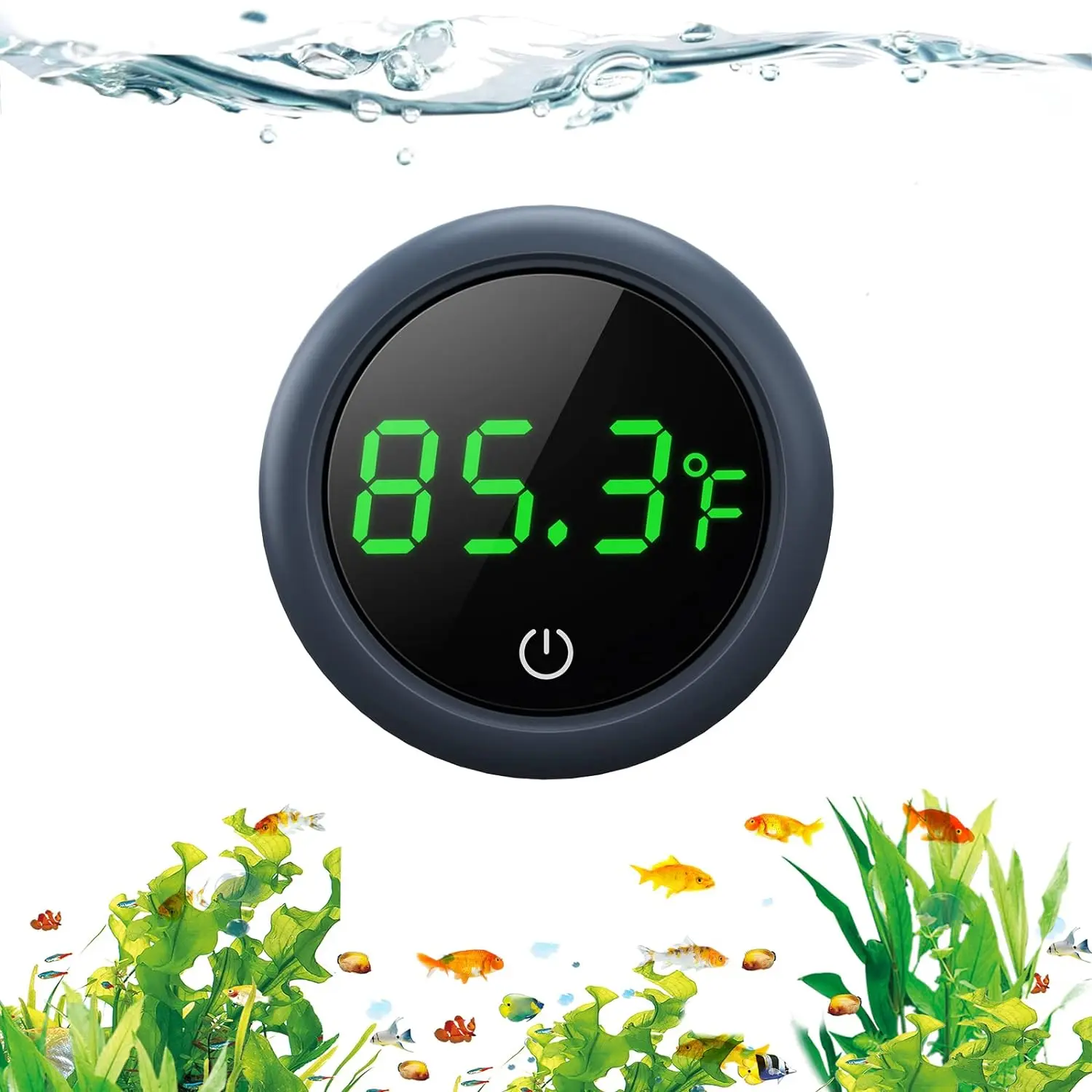 Digital Fish Tank Thermometer with Accurate LED Screen, ±0.9°F Precision, 0-140°F Range, ABS Plastic Build, Touch Start - Suitable for Aquatic Pets (Fish, Axolotl)