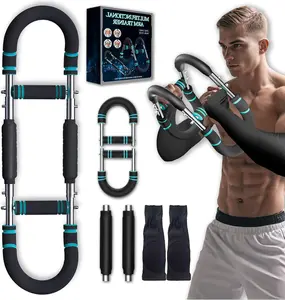 Twister Arm Trainer, Adjustable Chest Workout Equipment with Forearm Wrist Sleeves, 9 Resistance Levels(66-110lb)