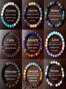 9-Piece Magic Crystal Bracelet Set, Peace Wealth Prosperity, Friendship Luck Love Protection, Unisex Gift, Optimistic Positive Confidence