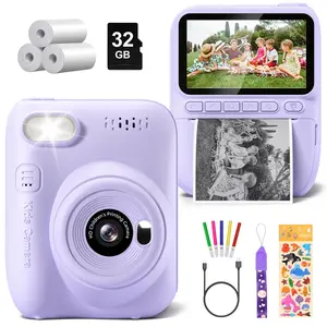 Easy-Use Kids Digital Camera 3.0" Portable Instant Print Camera 32MP HD 1080P Camera Toy Gift For 6-12 Year With 3 Rolls Printer Paper