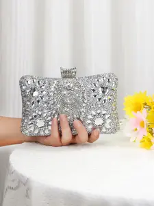 Women's Elegant Rhinestone Decorated Evening Bag, Exquisite Trendy Chain Strap Clutch Bag, Fashionable Bag for Party Decoration