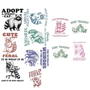 Funny Sarcastic Raccoon premade DTF gang sheet- 10 prints, Feral Summer Premade DTF Gang sheet,Summer transfers Graphic Tshirt Garment Menswear