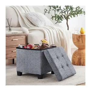 Ornavo Home Collapsible Square Cube Storage Ottoman with Legs
