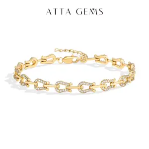 ATTAGEMS Classic Design D Color VVS1 Lab-Created Moissanite Bracelet Hypoallergenic Daily Wear Party Birthday Jewelry Gift B069