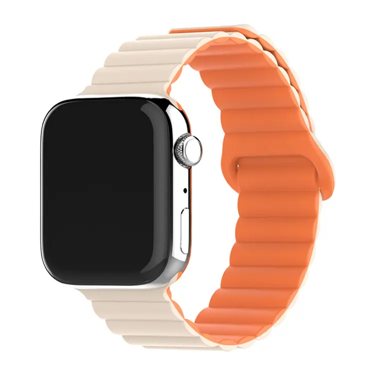 Compatible Apple Watch Band (iWatch Series 1–11) — Two-Tone Silicone Magnetic Loop with Reverse Buckle Compatible Apple Watch Band (iWatch Series 1–11) — Two-Tone Silicone Magnetic Loop with Reverse Buckle