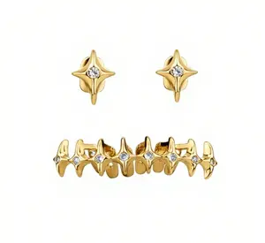 New best-selling trend personality star-shaped design braces set cool hip-hop style teeth jewelry Christmas cool teeth accessories exquisite elegant temperament jewelry cool braces.