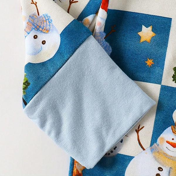 Junblebaby Unisex Baby Bamboo Fiber Christmas Bodysuit - Long Sleeve, Full Length Jumpsuit, 2-Way Zipper, Snowman Tree Print, Minimalist Knit Crew Neck, Ultra Soft Breathable, Machine Wash Cold, Easy Diaper Changes Pullover