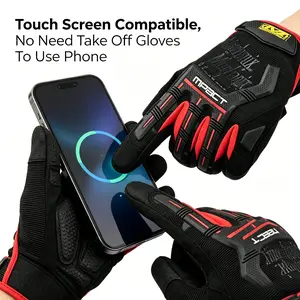Unisex Full Finger Tactical Nylon Gloves, Touch Screen Compatible Non-Slip Silicone Palm, Breathable Shock Absorb Outdoor Work Gloves for Cycling Hiking Gym Climbing Sports