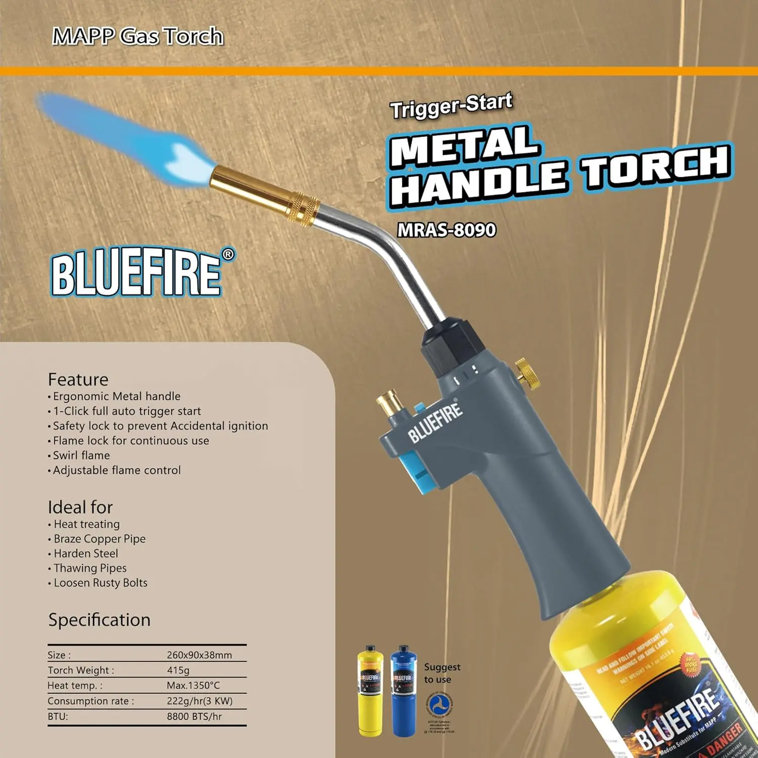 英7” Blue Flames Stop Right Here / 	Riks Tune JB126 R&amp;B /00080 BLUEFIRE BTS-8090 Auto ON/OFF Trigger Start Heavy Duty Gas Welding