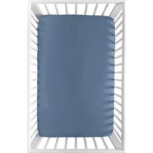 Sweet Jojo Designs Slate Blue Boy Fitted Mini Crib Sheet for Baby Nursery Infant Newborn Bed Room Portable Pack n Play Mattress Solid Steel for Sports Theme Watercolor Vintage Sport Themed Collection