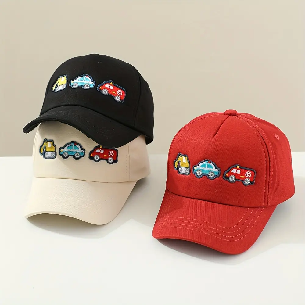 Boys' Baseball Cap with Cartoon Digger Embroidery, Adjustable, Breathable & Stretchable Hat for Everyday Casual Wear, Adds a fun to any outfit
