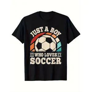 Kids Football Player T Shirt for Boys Soft Breathable Short Sleeve Funny Design Comfortable Top Best Gift for Children Football Lover Boys Tee