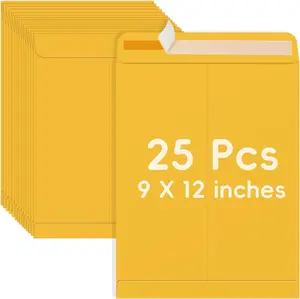 25 Pack 9 X 12 Catalog Mailing Envelopes, Self-Seal Brown Kraft Manilla Envelopes Letter Size for Mailing, Organize, Storage, Home, Office Business Shen zhen Hong yi shi dai