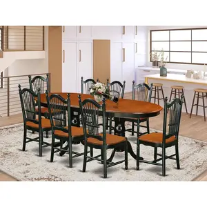 9 Piece Dining Table Set with Dining Table and 8 Dining Room Chairs in Black  Cherry Finish Perfect for Large Gatherings