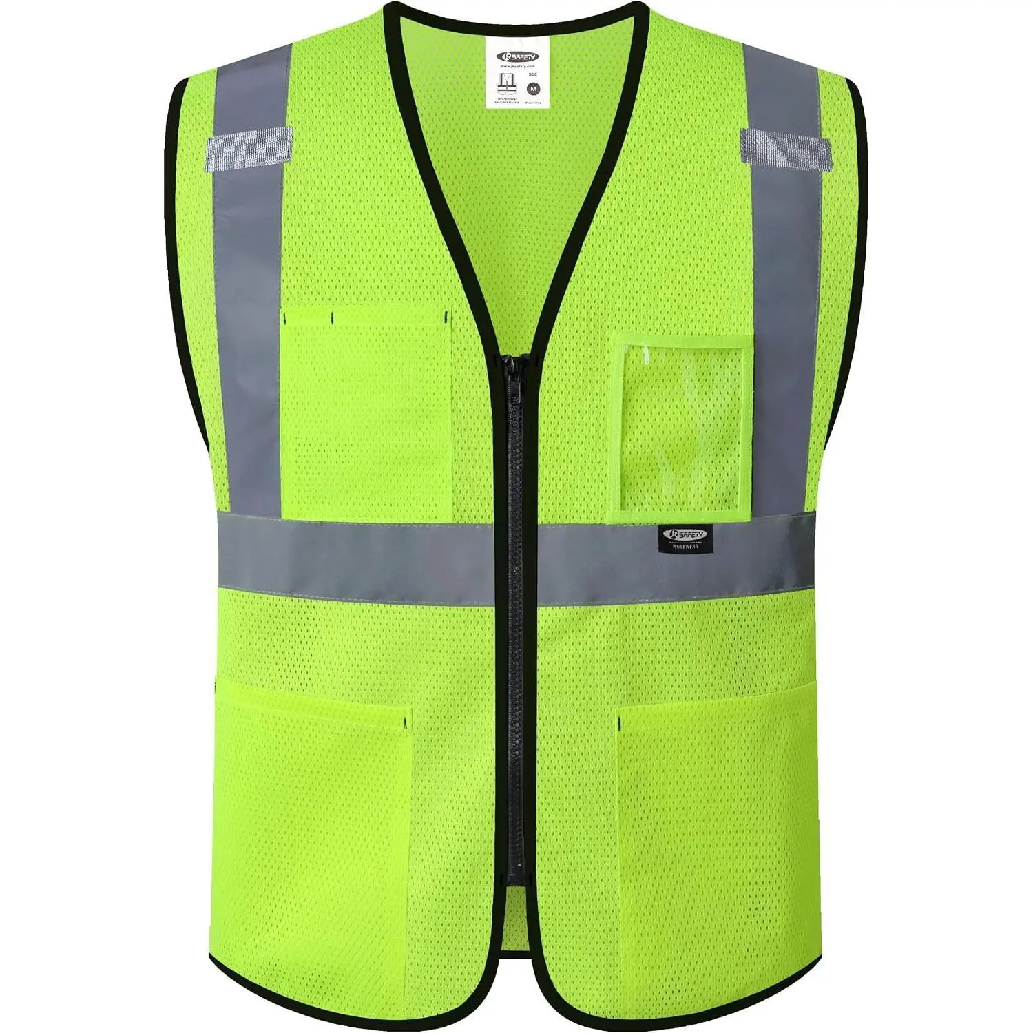 JKSafety Vest for men women Hi Vis Vest with Pockets and Zipper High Visibility Meet ANSI Standard（BX310
