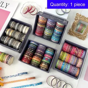 Washi Tape Set, 36pcs/box Vintage Scrapbooking & Journal Making, Scrapbook Accessories, DIY Decorative Tape for Gift Wrapping, Greeting Cards, Handmade DIY Crafts, Crafts Kit
