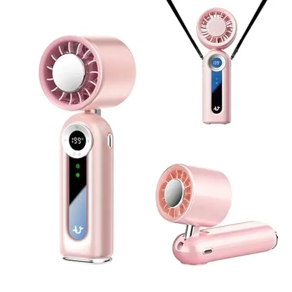 Ice Cooling Handheld Fan, 199-Speed Adjustable, 15000RPM Turbo Motor, 2000mAh Battery, 3-in-1 Portable Design (Handheld/Neck/Desk), Type-C Rechargeable