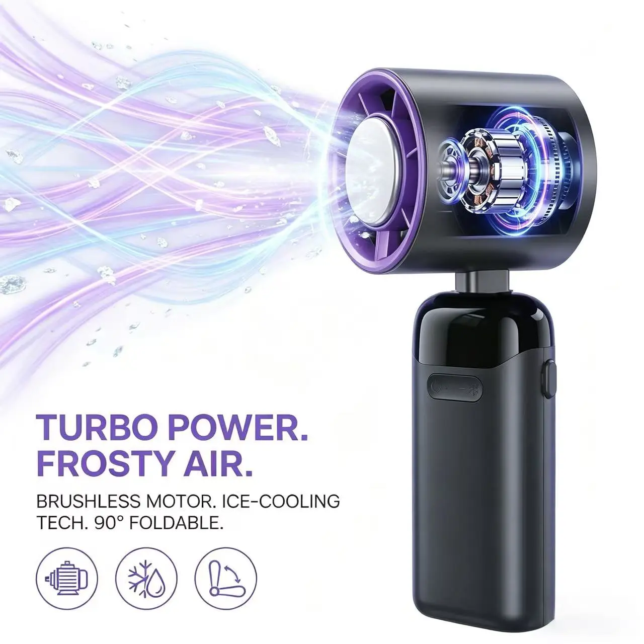 Upgraded 4-in-1 Rechargeable Handheld Neck Fan with Brushless Motor, 199 Speed Settings, 21000 RPM, Long-Lasting Battery, Digital Display, 120° Rotation, Foldable Head, USB Charging Ports, Ideal for Concerts, Makeup Sessions