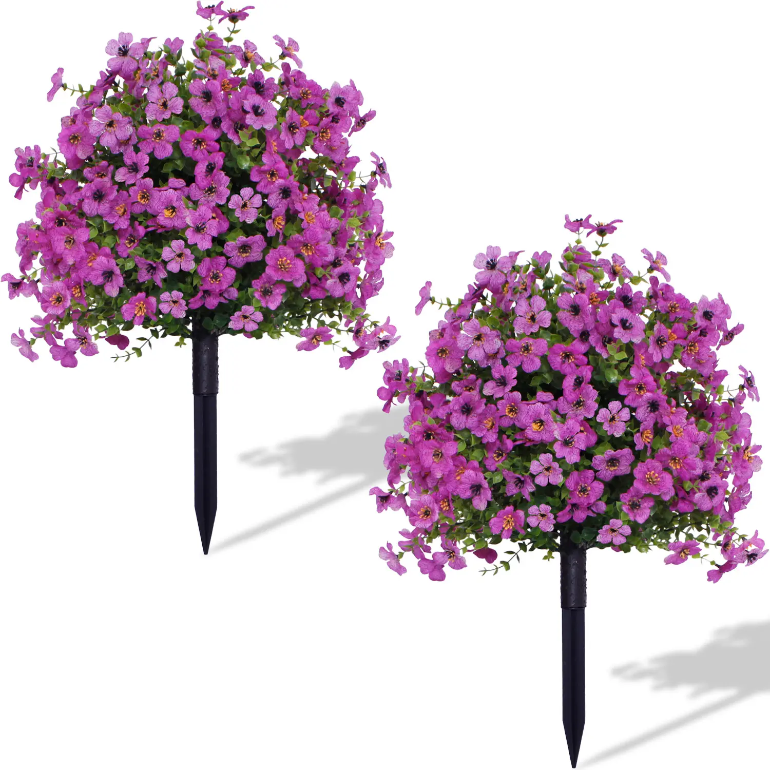 2pcs Artificial Purple Violet Boxwood Topiary Stake – Faux Floral Decor for Outdoor Gardens, Lawns, and Patios (Spring/Summer Landscaping)