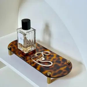 Minimal Nest Shop Vintage-Inspired Tortoise Yellow Brass Color Acrylic Abstract Patterned Lazy Chill Scented Candle Holder, Luxury Home Decor Organizer Gifts Glass Ornaments Decoration Tortoiseshell