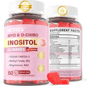 Myo-Inositol & D-Chiro Inositol Gummies Sugar Free, Ideal 40:1 Ratio Inositol Supplement for Women w/Vegan Omega-3, D3, Magnesium, Methyl Folate, B12, Inositol Multivitamin for Women's Overall Health