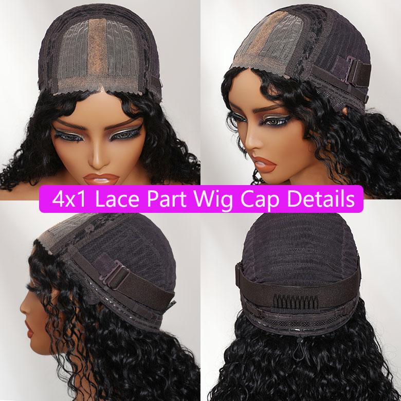 【NEW IN】Unice Boho Curly Human Hair Wig with Bangs  4X1 Lace Part Effortless Shaggy Waves Glueless Pre-Styled Wig with invisi Drawstring