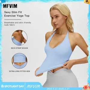 MFVIM Women's Fitted Solid Color Yoga Workout Vest - Casual, Comfortable, Breathable Sleeveless Female Sportswear for Yoga, Gym, All Seasons