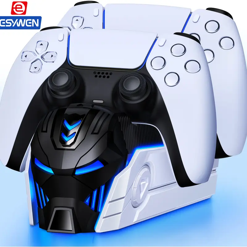 ESYWEN PS5 Controller Charger Dual Fast Charging Station for PlayStation 5 - Dual Joystick Charger with LED Indicator Lights, 5V2A Base, 3-Hour Full Charge, Compatible with PS5 Elite Wireless Controllers