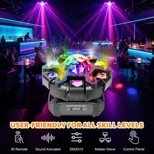 Automatic Rotating RGB Stage Light with Multi-Color Effects – Disco Party Light with Laser, Strobe, Beam, and Color Rotation – Ideal for Clubs, DJ Booths, Home Parties, KTV Rooms, Birthday Parties, Weddings, and Stage Performances – Easy Installation,