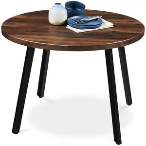 Best Choice Products 35.5in Mid-Century Modern Round Dining Table w/ Steel Legs, Adjustable Feet