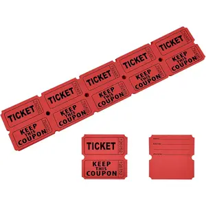 100 Red Double 50/50 Raffle Tickets for Carnivals Events Entry Parties Class Reward