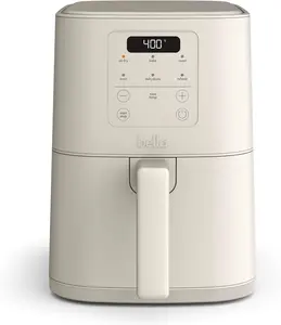 bella 4Qt Slim Air Fryer, Fits-anywhere™ Kitchenware, EverGood™ Ceramic Nonstick Coating, Adjustable Temperature, 6 Preset Cooking Options, 60 Min Auto Shutoff w Audible Tone, 3.3lb Capacity, Oatmilk