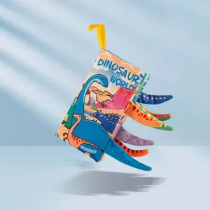 Dinosaur World Cloth Book, Toddler Busy Book, Early Education Interactive Cloth Book, Tear-proof Crinkle Fabric Books, Touch & Feel Sensory Toys for Kids