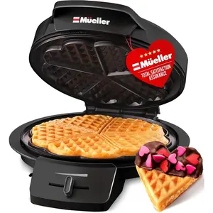 Mueller heart 5 waffle maker waffle iron adjustable browning control nonstick cool touch handle easy to clean small kitchen appliances