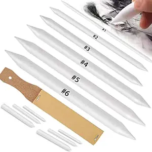 12 count Bledig Stumps ad Tortillios Paper Art Bleders with Sadpaper Pecil Sharpeer Poiter for Studet Artist Charcoal Sketch Drawig Tools