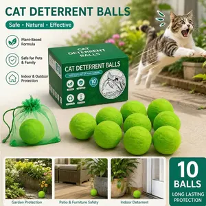 10pcs Cat Repellent Outdoor, Natural Peppermint Oil Cat Deterrent Outdoor and Indoor, Keep Cats Out of Yard Permanently, Keep Cats Away from Garden, Lawn Plants,10 Balls with 10 Bags
