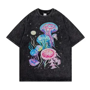 Jellyfish Graphic Tee, Vintage Washed Unisex Heavyweight Cotton T-Shirt