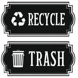 Recycle & Trash Lettering Sticker, 2/4 Counts/set Self Adhesive Vinyl Sticker, Waste Management Sticker for Kitchen, Office & Public Place, Office Supplies, Self Adhesive Stickers