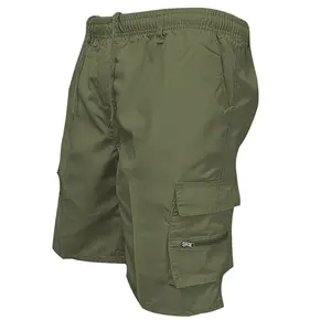 Workwear Shorts with Drawstring Waist Large Pockets Simple Practical for Summer Commuting Casual Wear Olive Green Comfortable Fit