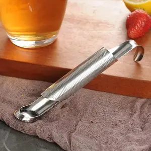 1pc Tea Strainer Amazing Stainless Steel Infuser Pipe Design Touch Feel Holder Tool Tea Spoon Infuser Filter Kitchen Accessories